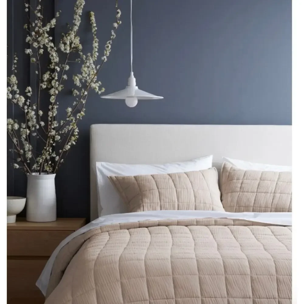 Quince Organic Airy Gauze Quilted Box Euro Pillow (one)Sham Dune # 78